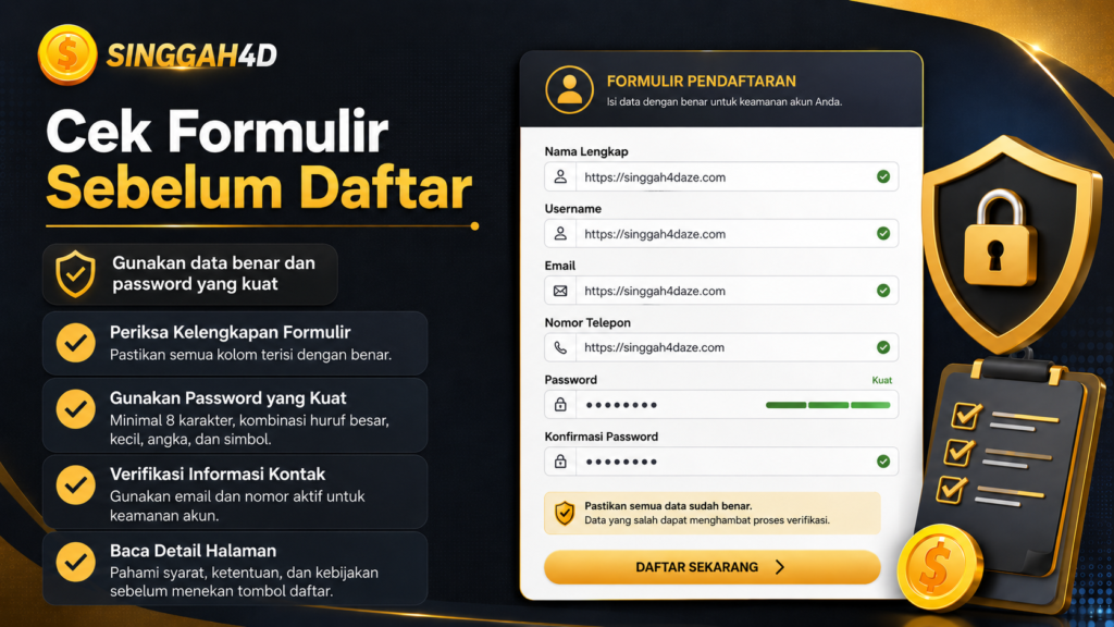 Panduan mengecek formulir pada halaman daftar SINGGAH4D sebelum mendaftar