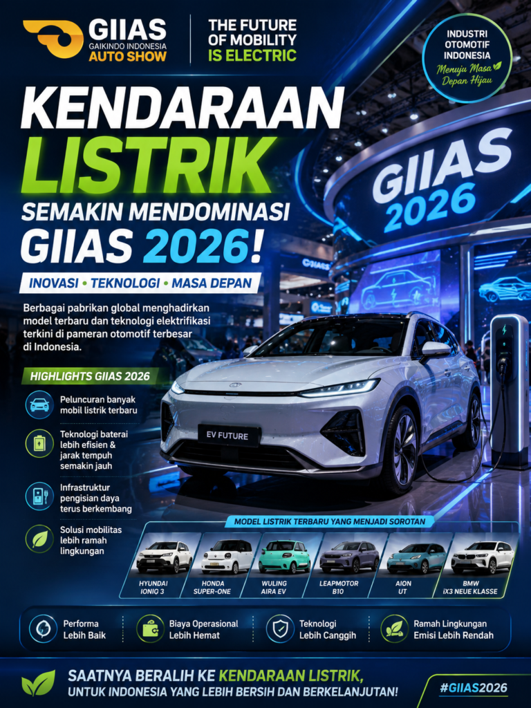 Suasana pameran GIIAS 2026 dengan kendaraan listrik terbaru yang menjadi sorotan industri otomotif Indonesia.