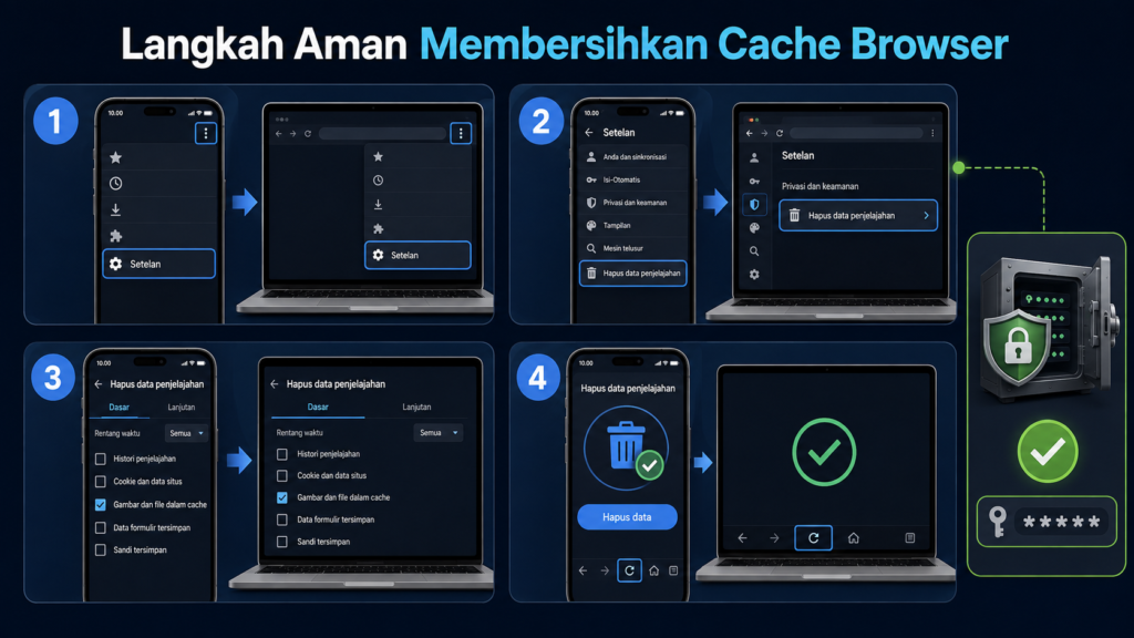 Perbedaan cache, cookie, riwayat penjelajahan, dan kata sandi browser