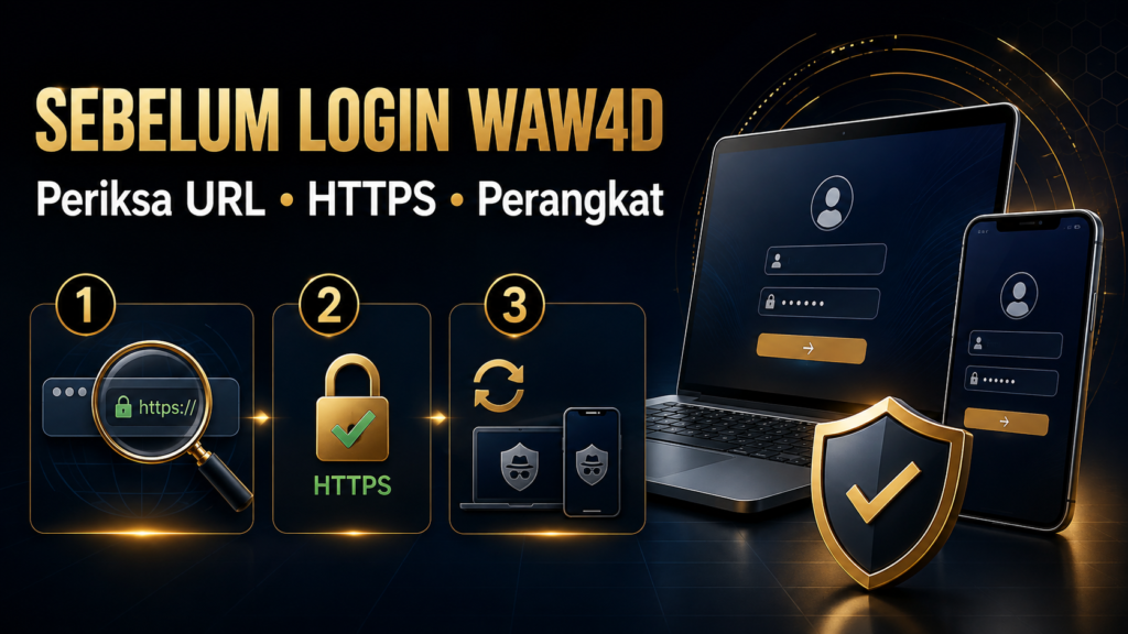 Pemeriksaan URL HTTPS dan perangkat sebelum login WAW4D