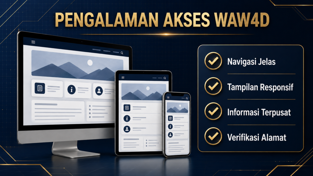 Pengalaman akses WAW4D melalui komputer tablet dan ponsel dengan tampilan responsif
