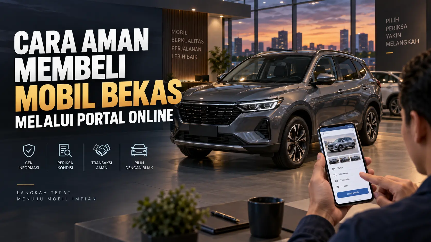 Mekanik memeriksa kondisi mobil bekas sebelum pembayaran