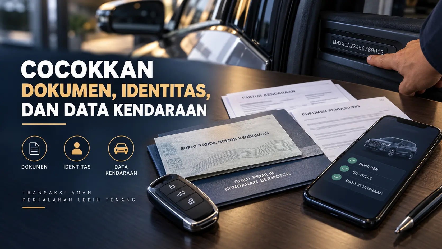 Pemeriksaan dokumen, identitas pemilik, dan data kendaraan bekas
